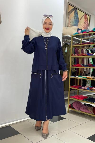 Eteklı takım önden fermuarlı Lacivert