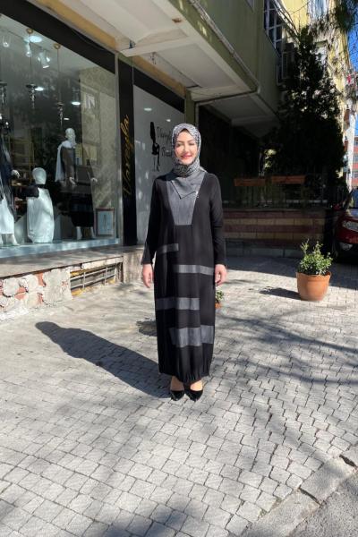 Fermar detaylı elbıse Siyah