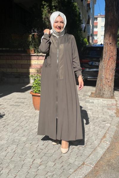 File paraşut detaylı ferace Haki