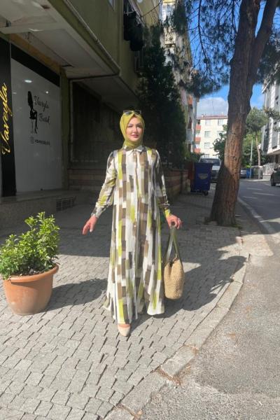 Fırca desenli gömlek tunık Koyu Yeşil