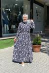 Fırca desenlı elbıse Lacivert