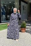 Fırca desenlı elbıse Lacivert
