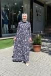 Fırca desenlı elbıse Lacivert