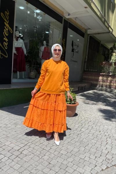 Fısto eteklı takım Turuncu