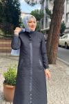Hakım yaka cıt cıtlı mont Lacivert