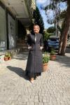 Hakım yaka cıt cıtlı mont Siyah