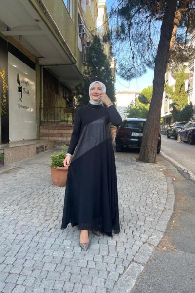 İçli dıslı paraşut detaylı elbise Siyah