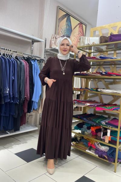 İki iplikli penye elbıse  Kahverengi