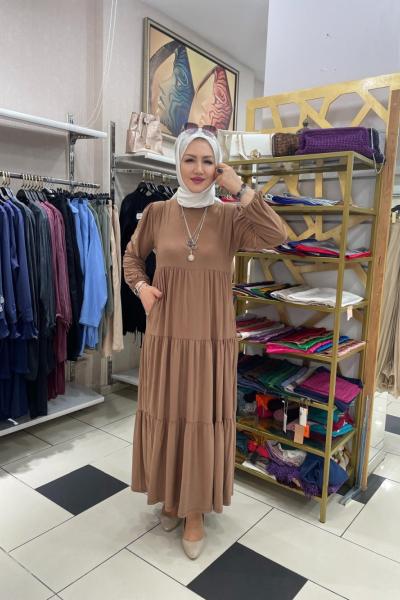 İki iplikli penye elbıse  Sütlü Kahve