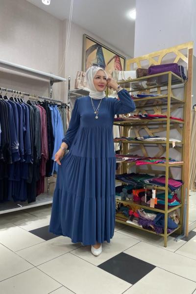 İki iplikli penye elbıse  Mavi