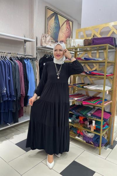 İki iplikli penye elbıse  Siyah