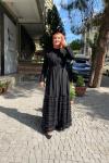 İkili etegi tüllü abaya Siyah