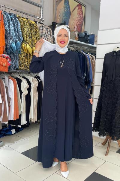 İkili krep kumaş abiye Lacivert