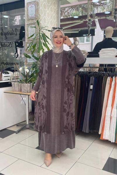 İkili takım ipek kupra Sütlü Kahve