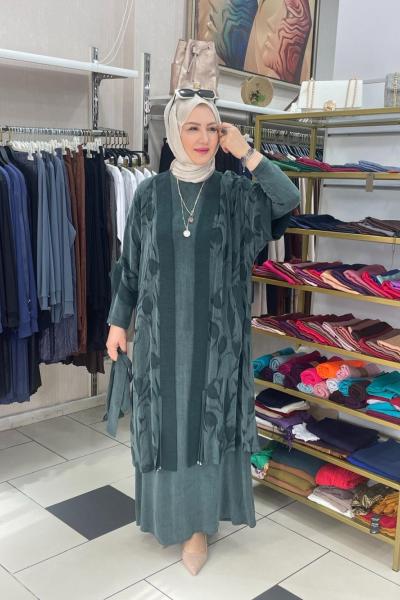 İkili takım ipek kupra Yeşil