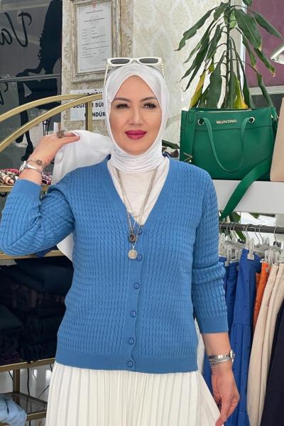 İnce angora hırka Mavi