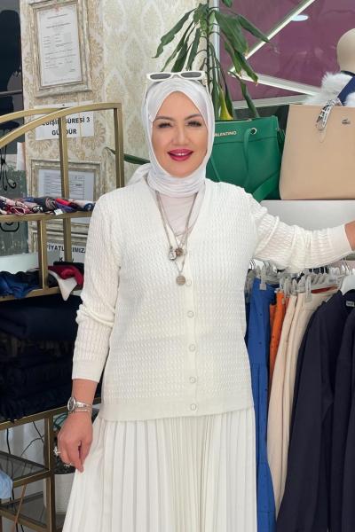 İnce angora hırka Beyaz