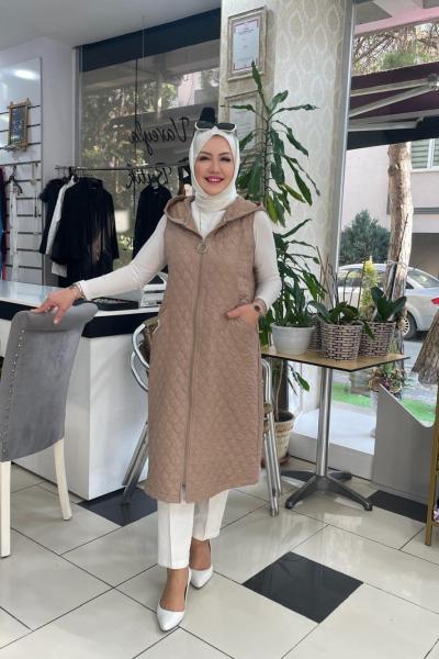 İnce kapıtone yelek Taba