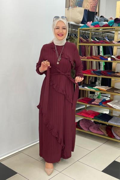 İpek agaç kabugu elbise Mürdüm