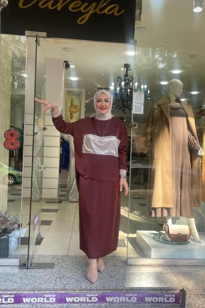 İpek kupra etekli takim  Acı Kahve