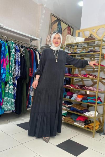 İpek kupra duz model Siyah