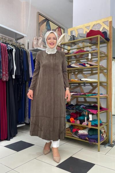 İpek kupra kap Kahverengi