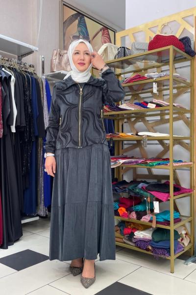 İpek kupra elbise Siyah