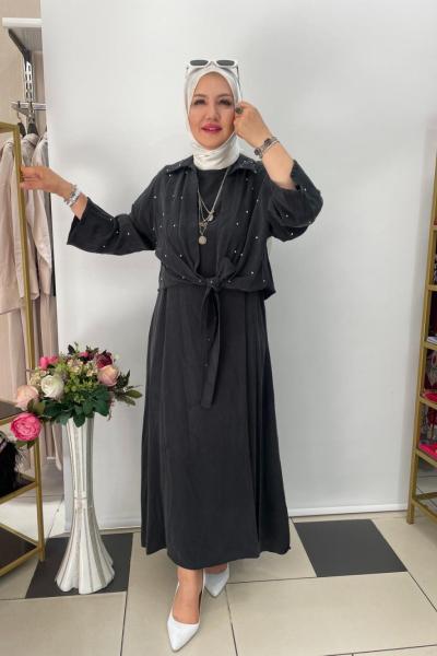 İpek kupra elbıse Siyah