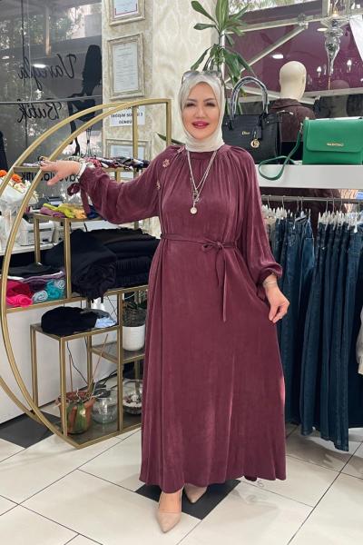 İpek kupra elbıse Bordo