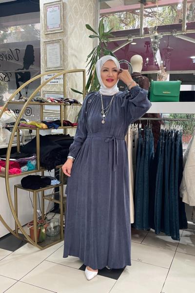 İpek kupra elbıse Mavi