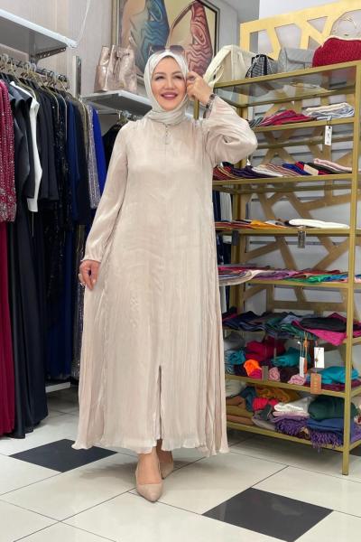 Jakrlı şifon ferace Bej