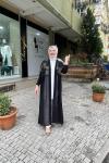 Kabartma desen şifon detaylı abaya Anadolu Siyahı