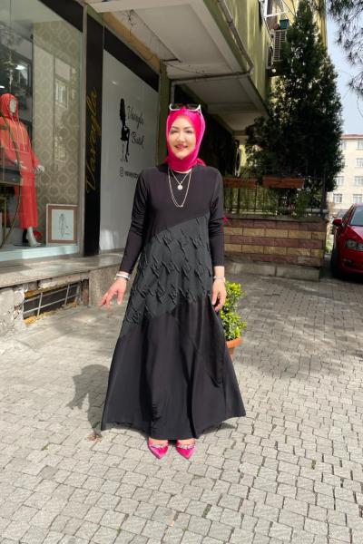 Kabartmalı elbıse  Siyah