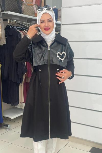 Kap deri detayli  Siyah