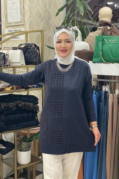 Kareli simli bulız Lacivert