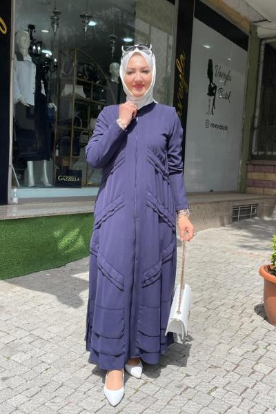 Kat kat detaylı ferace  Lacivert