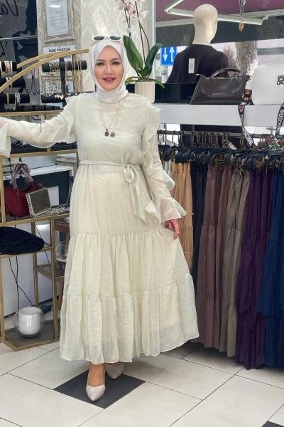 Kat kat elbise Sarı