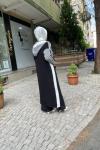 Kazayağı desenlı tam boy hırka Siyah