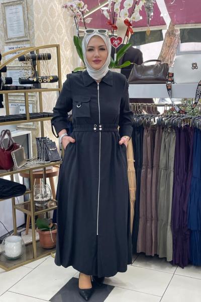 Kemerli elbise Siyah