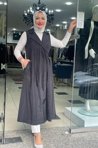 Kemerli püsküllü yelek Anadolu Siyahı
