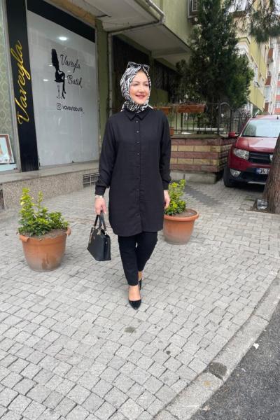 Keten gömlek ara boy Anadolu Siyahı