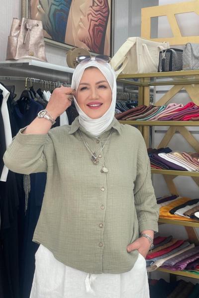 Keten gömlek Yeşil