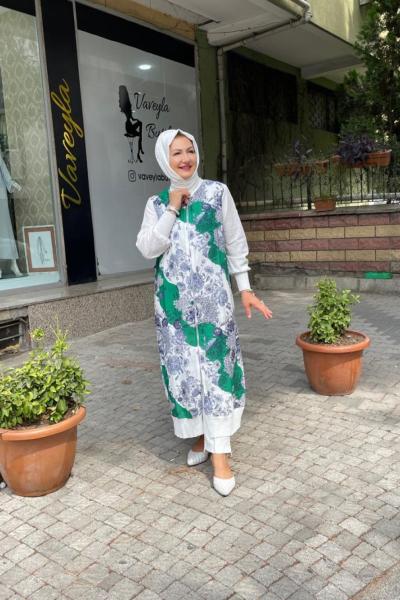 Keten kolları rıvanalı kap Yeşil