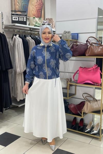 Kloş etekli takım Mavi