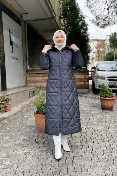 Kol detayı fermuarlı mont Lacivert