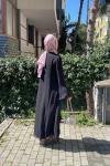 Kol ucu etek ucu lazer kesım şifon ferace Siyah