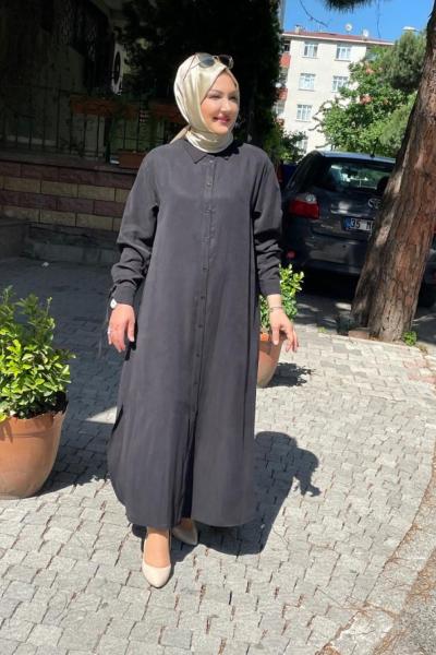 Kollari bagcıklı tunık uzun Siyah
