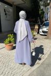 Kolları etegı lazer kesımlı taşlı ferace Açık Mavi
