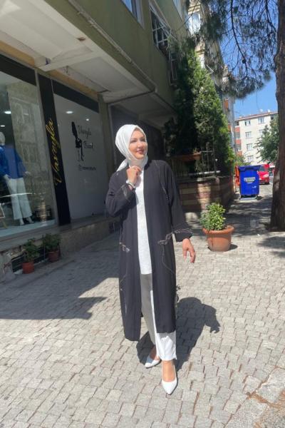 Kolları taşlı kap Siyah