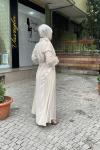 Kolları yakası payet detaylı abaya Bej